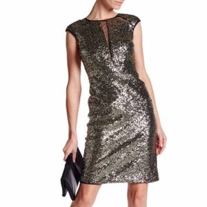 NWT Nicole Miller Sequin Illusion Dress